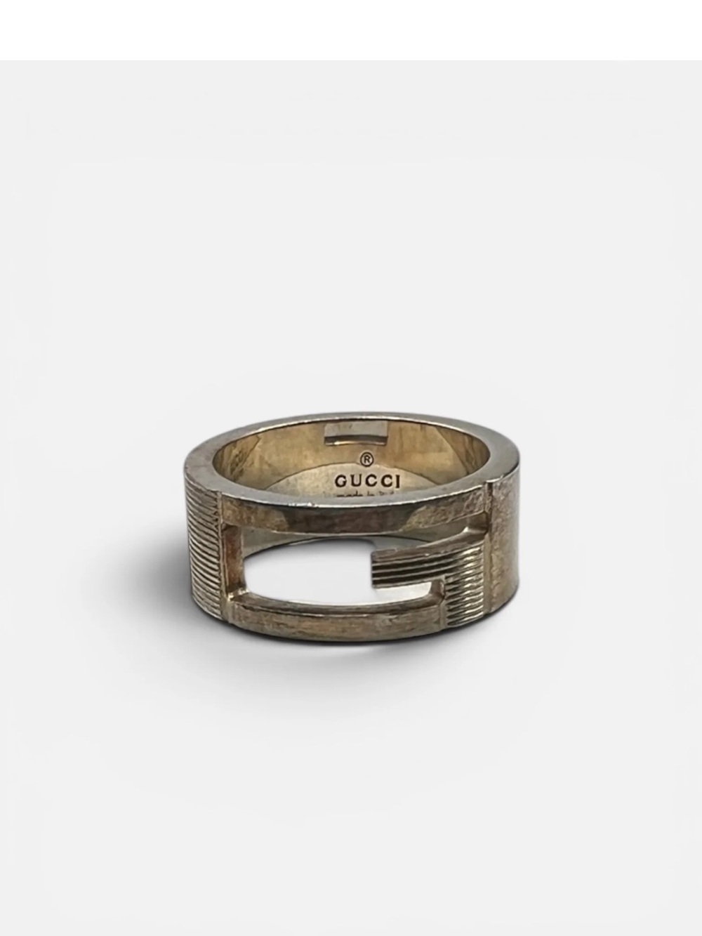 Gucci Silver Open G Band Ring